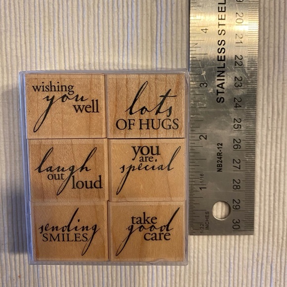 Box of 6 Sentiments Wood Mounted Stamps by Hero Arts - Picture 3 of 4